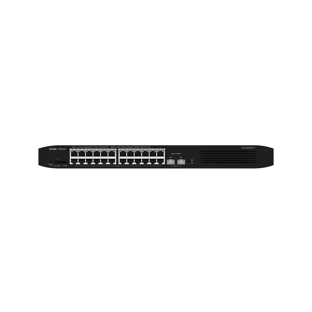 Switch Smart Cloud REYEE 24 puertos PoE 10/100/1000 Mbps 2 SFP 370W RG-ES226GC-P