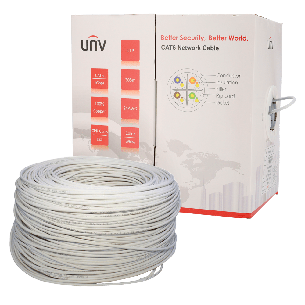 Cable UTP LSZH CAT6 Cobre 100% 305m blanco UV-UTP6-300-BC24AWG-DCA-B-W